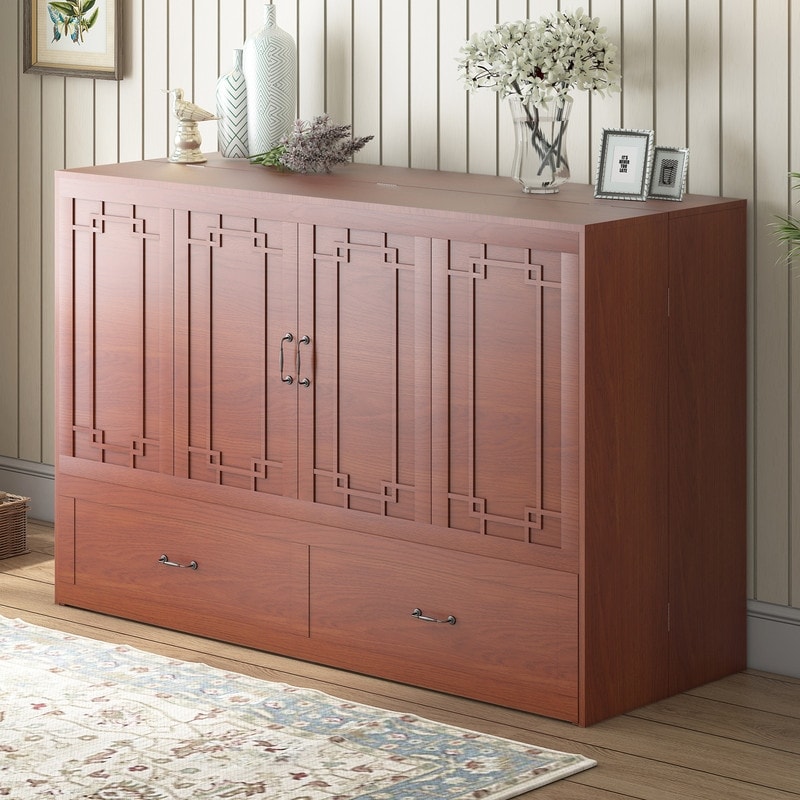 Mixoy Murphy Bed with Mattress,Foldable Space-Saving Cube Cabinet Bed