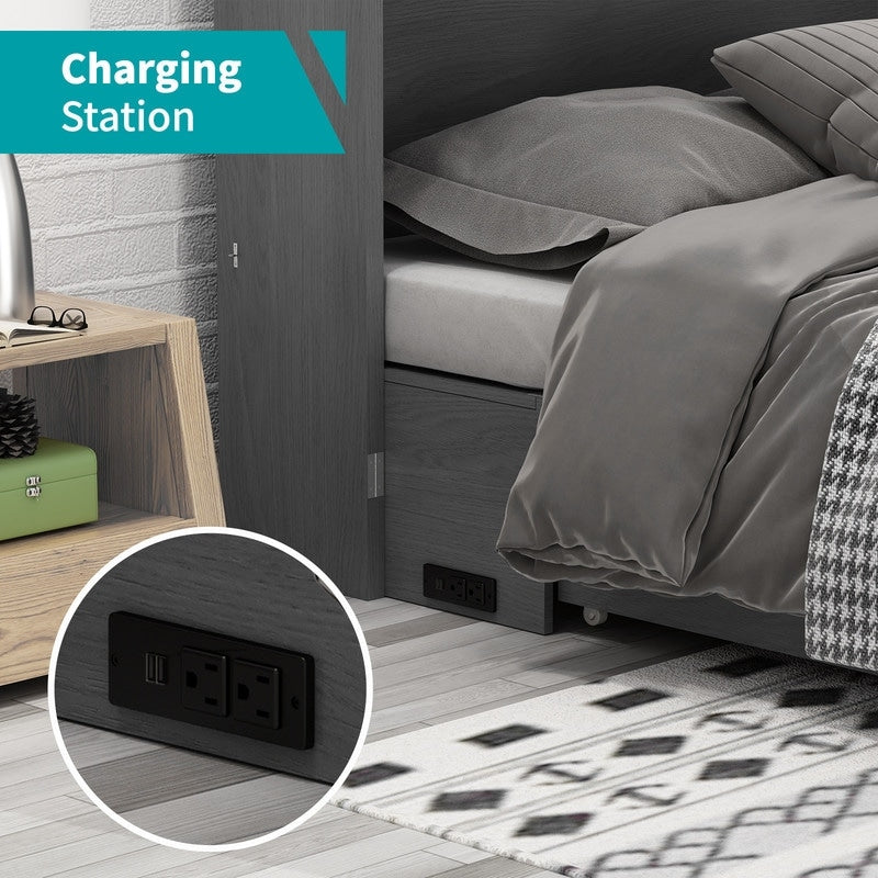 Mixoy Murphy Bed with Mattress,Foldable Space-Saving Cube Cabinet Bed