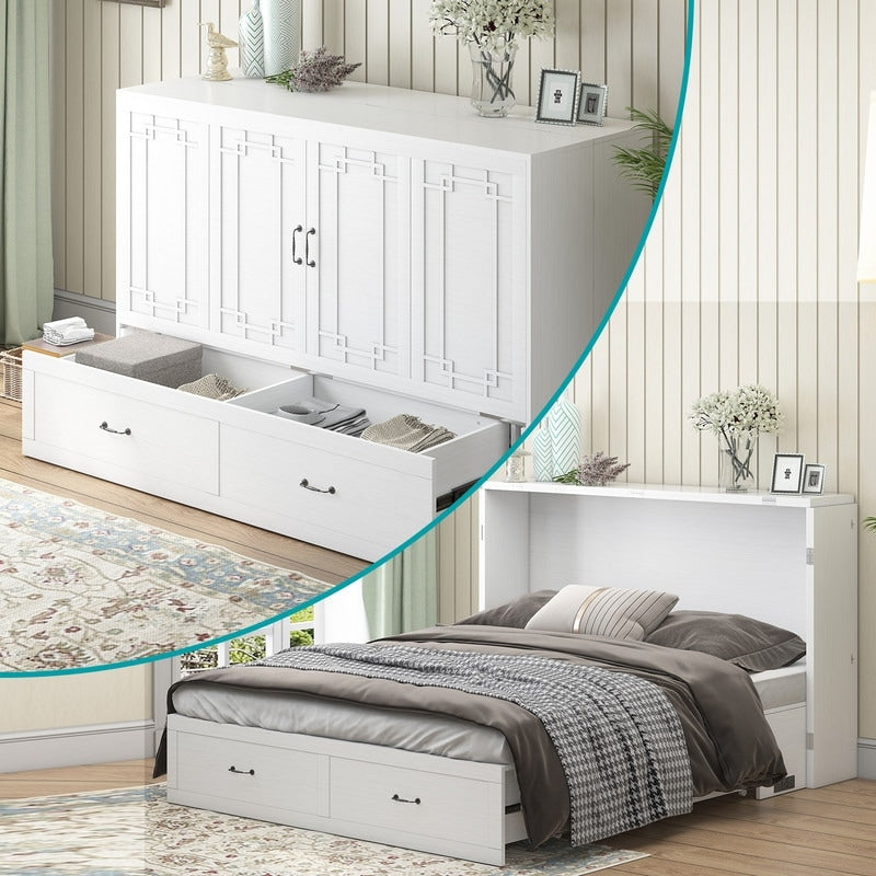 Mixoy Murphy Bed with Mattress,Foldable Space-Saving Cube Cabinet Bed