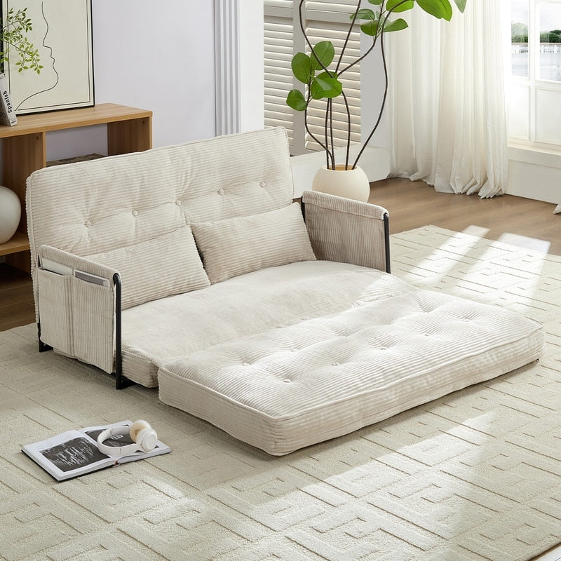 Mixoy Muti-Functional Folding Loveseat Floor Sofa Bed,Lazy Sofa with Pillows,6 Position Adjustable Backrest