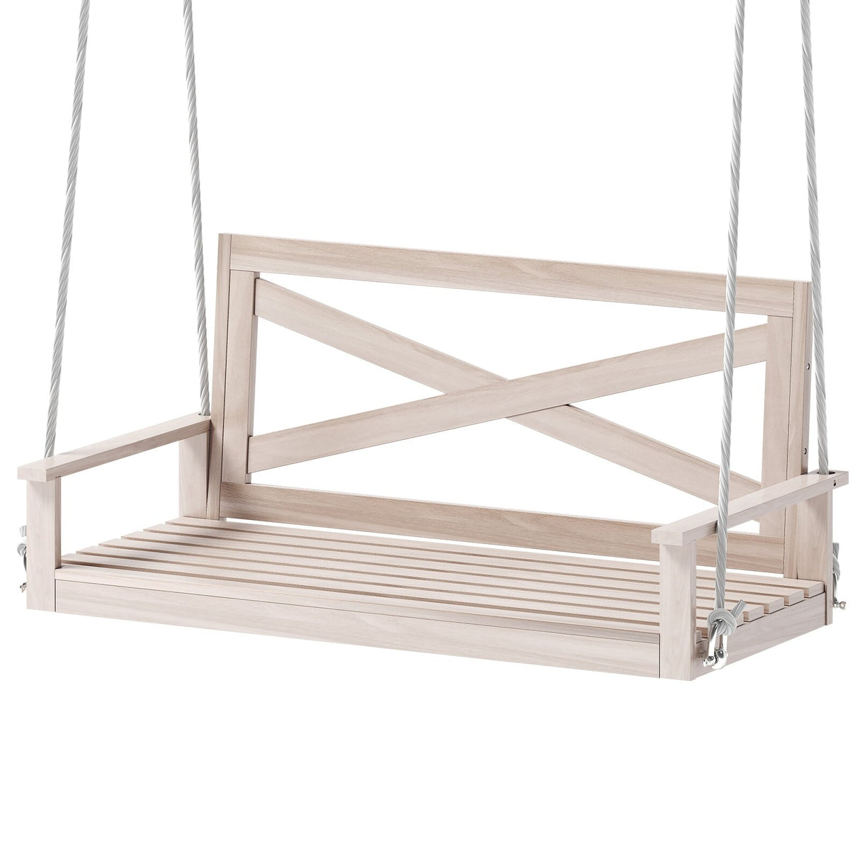 Mixoy Outdoor Wood Porch Swings with Curved Back Design
