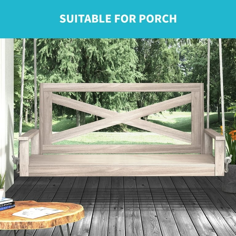 Mixoy Outdoor Wood Porch Swings with Curved Back Design
