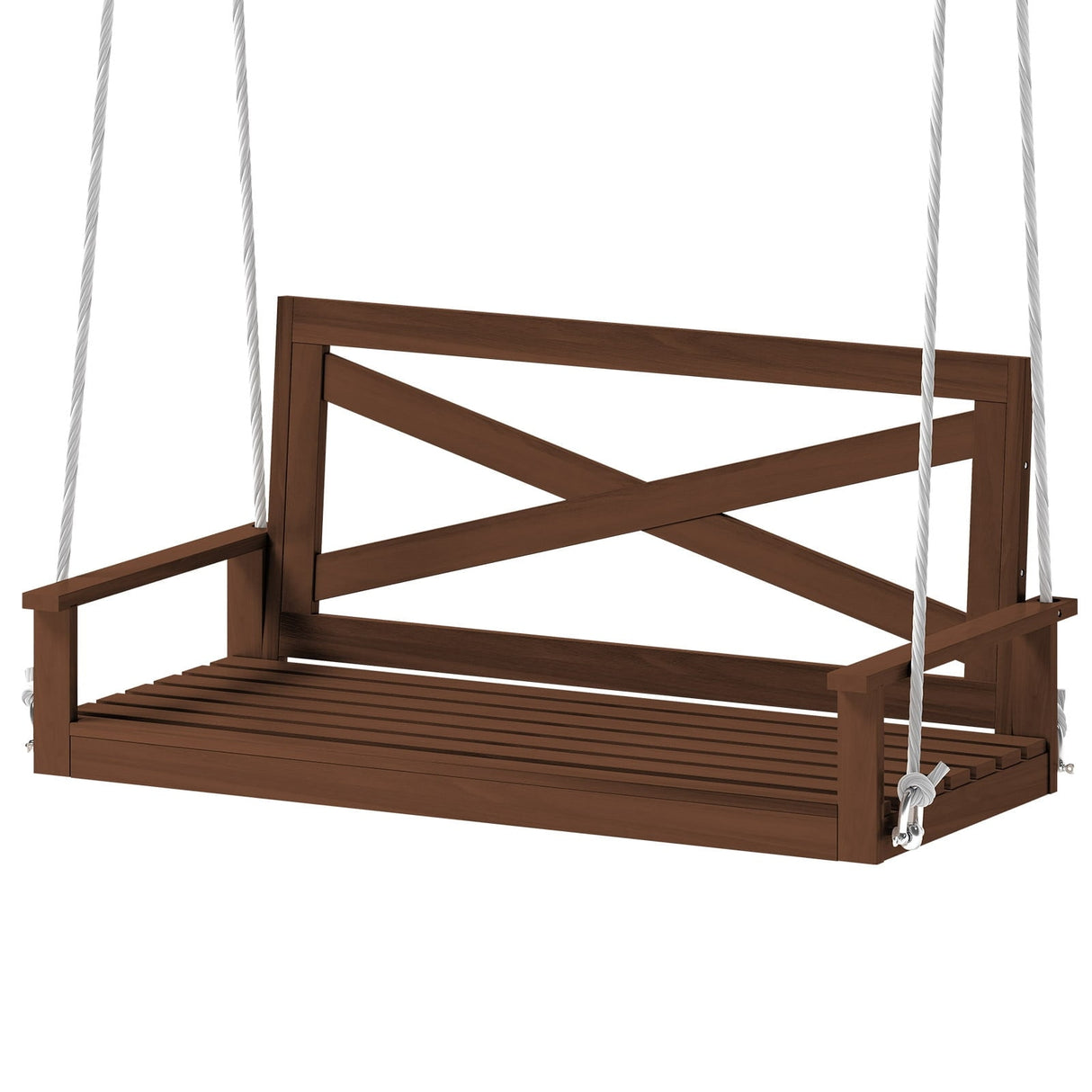 Mixoy Outdoor Wood Porch Swings with Curved Back Design