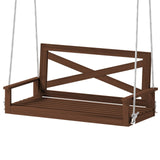 Mixoy Outdoor Wood Porch Swings with Curved Back Design
