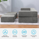 Mixoy Queen Convertible Velvet Futon Sofa Bed with 3 Ottomans,Memory Foam,Foldable Mattress Floor Couch Sofa