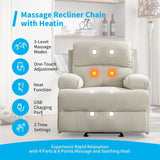 Mixoy Reclining Sofa Chair,Baby Velour Fabric Lazy Sofa Lift Oversized Massage Chair with Heat Vibration Function