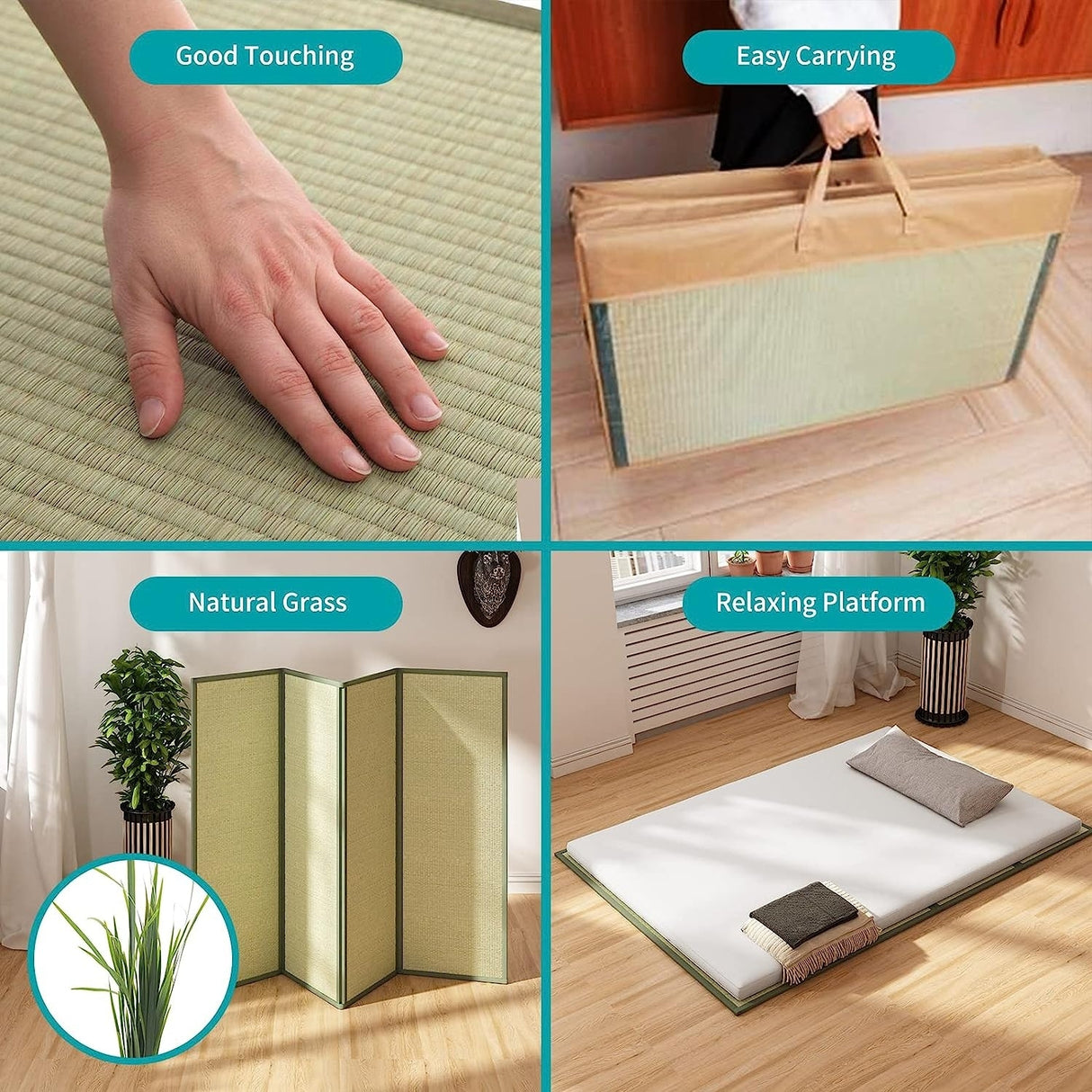 Mixoy Grass Futon Mattress,Folding Floor Bed suitable for Chinese Style,Cozy Tatami Grass Mat