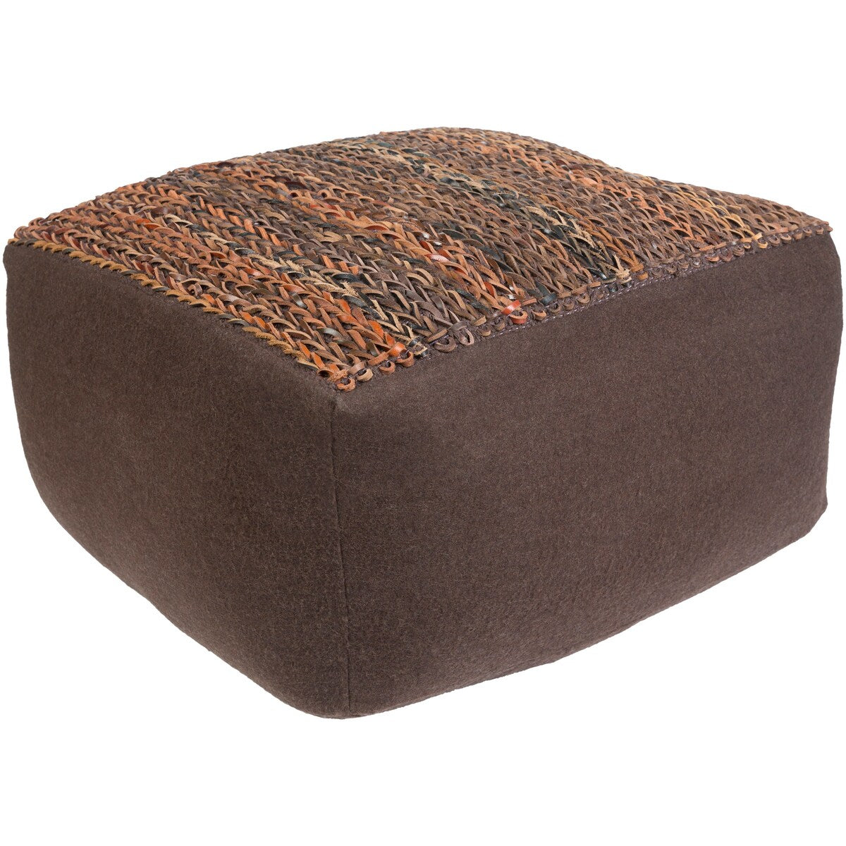 Moapa Modern Patchwork Dark Brown 24" Pouf