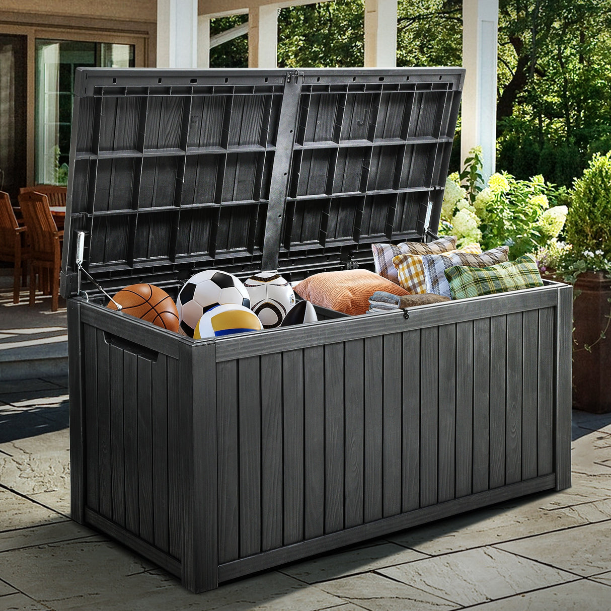 Moasis 180 Gallon Water Resistant Resin Lockable Deck Box