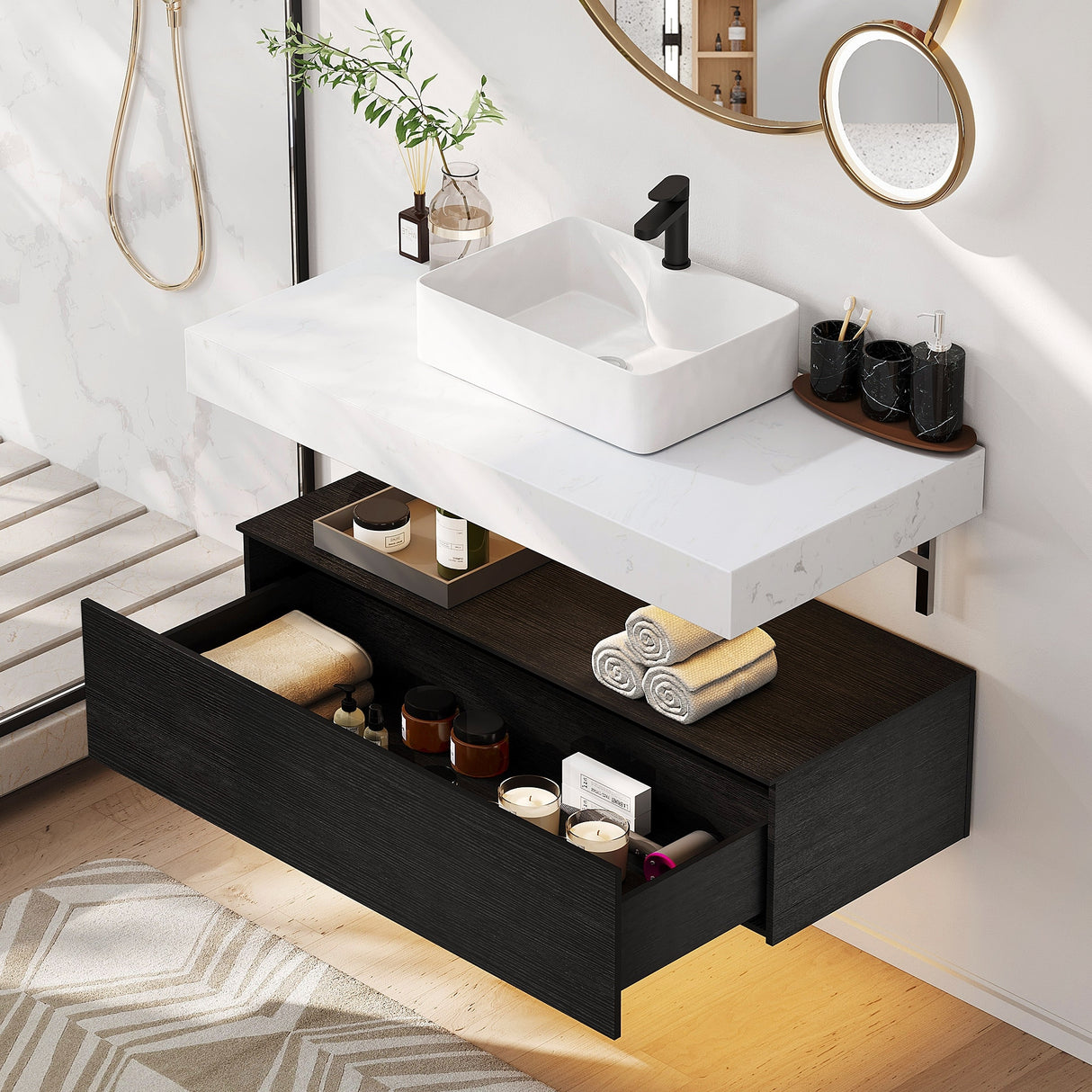 Moasis 39.4" Wall Mounted Single Bathroom Vanity Cabinet