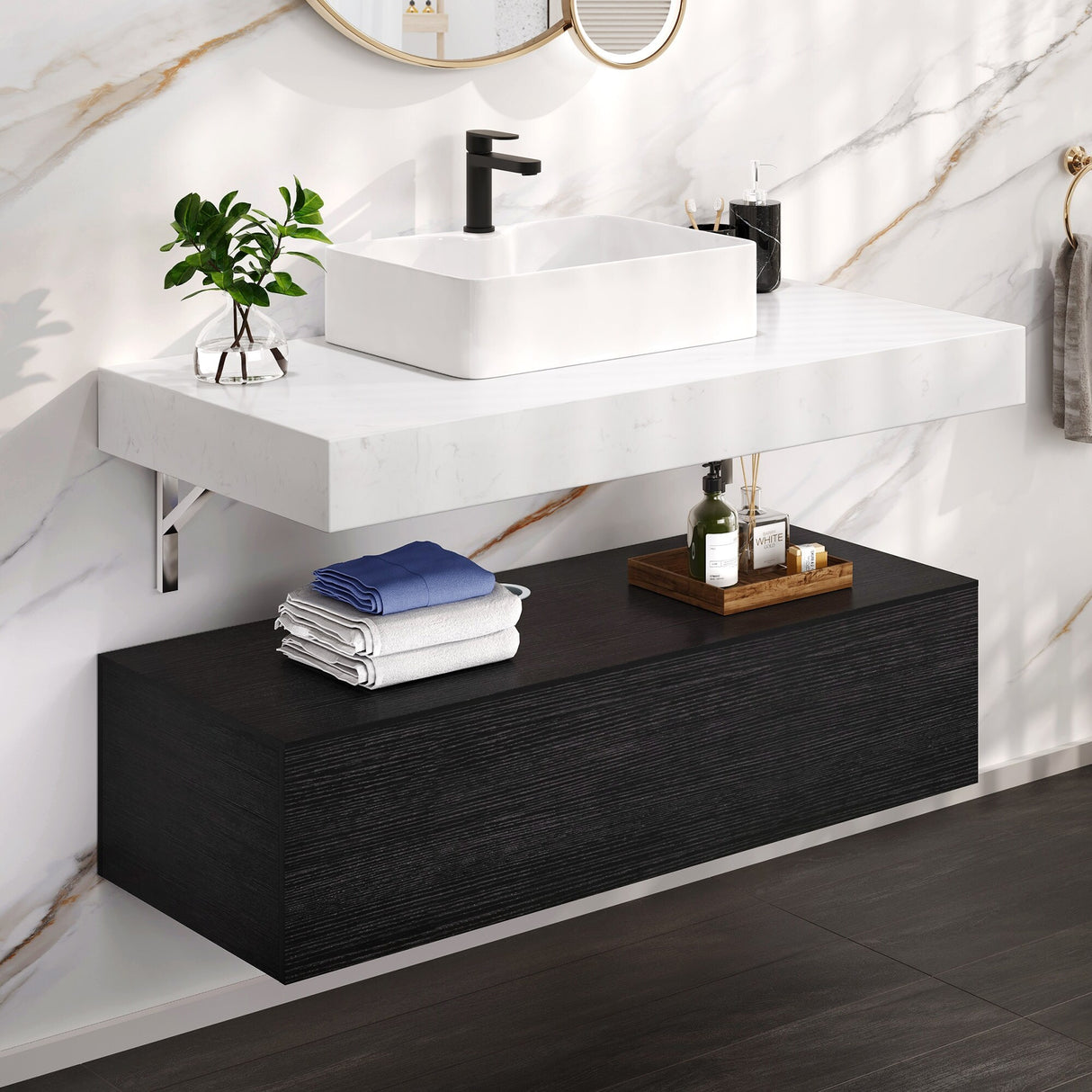 Moasis 39.4" Wall Mounted Single Bathroom Vanity Cabinet