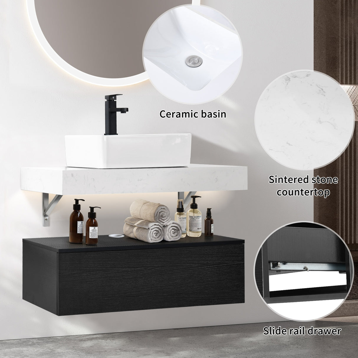Moasis 39.4" Wall Mounted Single Bathroom Vanity Cabinet