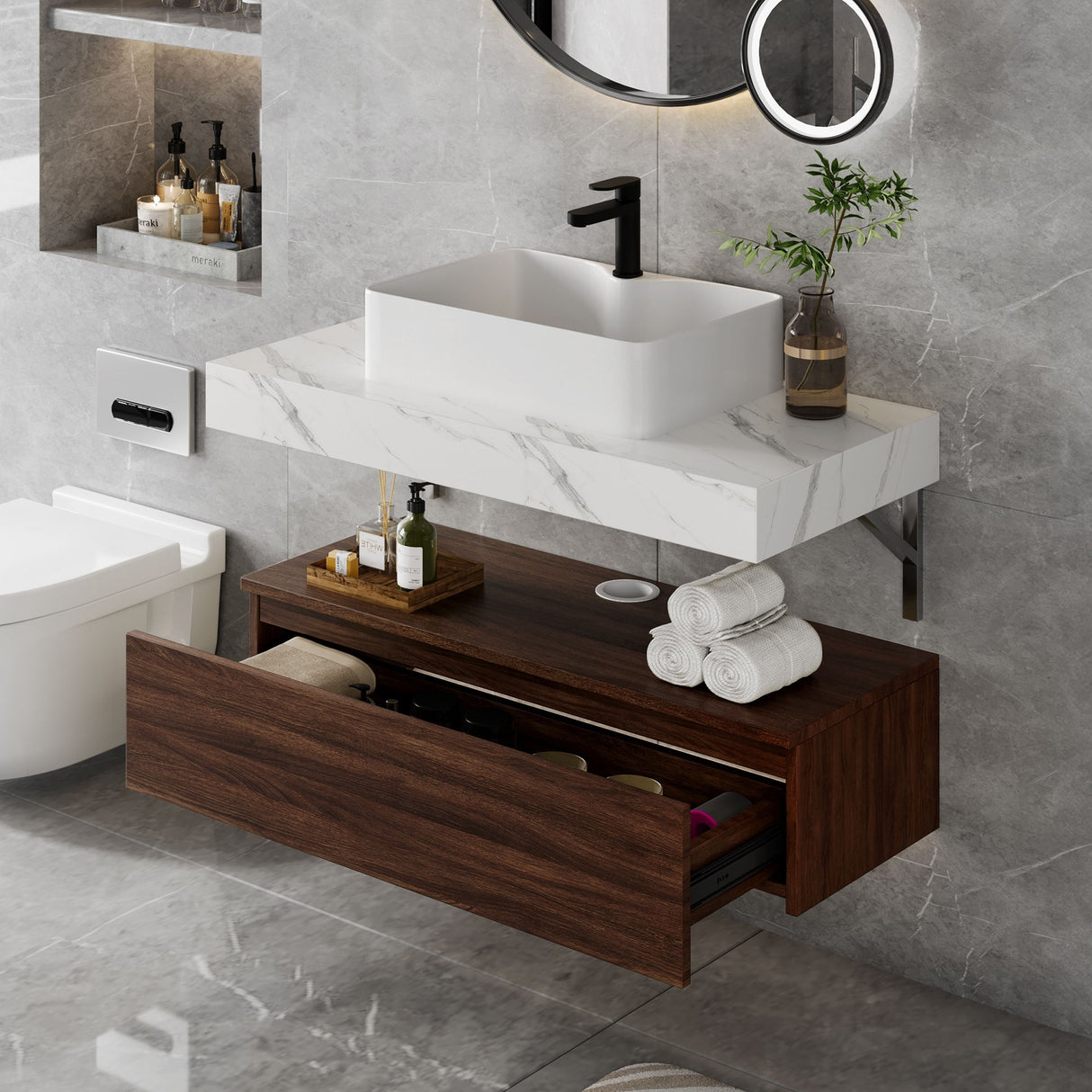 Moasis 39.4" Wall Mounted Single Bathroom Vanity Cabinet