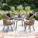 Moasis 4 Person Outdoor Dining Set Wicker Patio Bistro Set - 5 Pcs