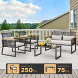Moasis 4-Piece Patio Furniture Wicker Outdoor Bistro Set Rattan Conversation Loveseat - 27.9"L x 23.2"W x 30.7"H