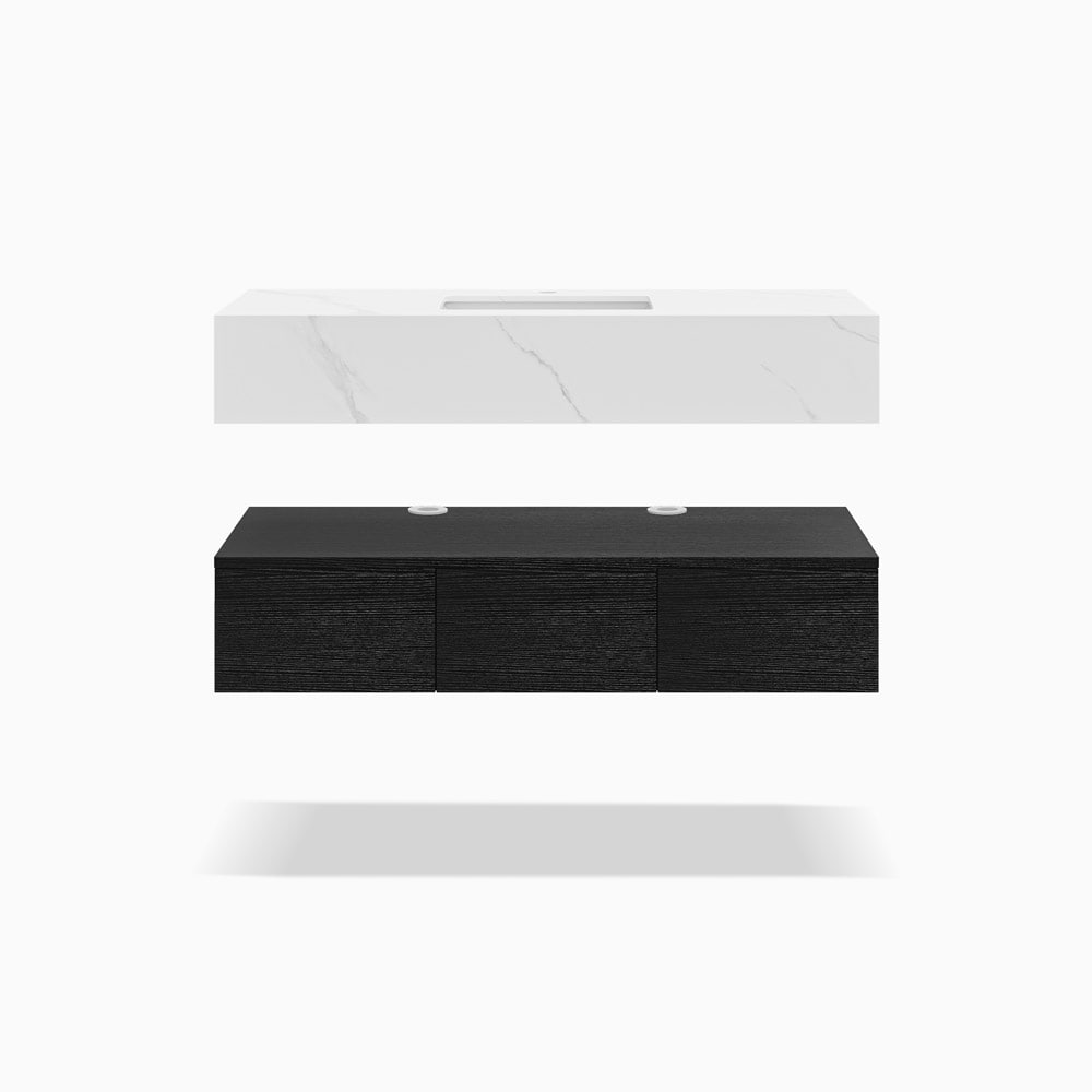 Moasis 48" Floating Wall Mounted Bathroom Vanity with Sintered Stone Countertop and 3 Drawers