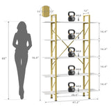 Moasis 5-Tier Bookshelf, Vintage Industrial Style Bookcase Display Shelves for Living Room