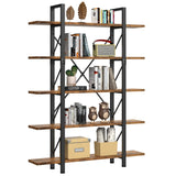 Moasis 5-Tier Bookshelf, Vintage Industrial Style Bookcase Display Shelves for Living Room