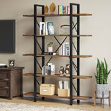 Moasis 5-Tier Bookshelf, Vintage Industrial Style Bookcase Display Shelves for Living Room