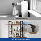 Moasis 5-Tier Bookshelf, Vintage Industrial Style Bookcase Display Shelves for Living Room