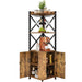 Moasis 5-Tiers Corner Bar Cabinet with Glass & Wine Holder Liquor Cabinet Storage