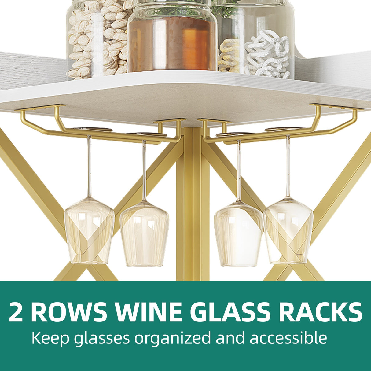 Moasis 5-Tiers Corner Bar Cabinet with Glass & Wine Holder Liquor Cabinet Storage