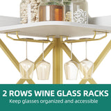 Moasis 5-Tiers Corner Bar Cabinet with Glass & Wine Holder Liquor Cabinet Storage