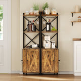 Moasis 5-Tiers Corner Bar Cabinet with Glass & Wine Holder Liquor Cabinet Storage