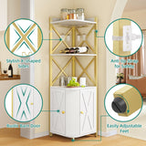Moasis 5-Tiers Corner Bar Cabinet with Glass & Wine Holder Liquor Cabinet Storage