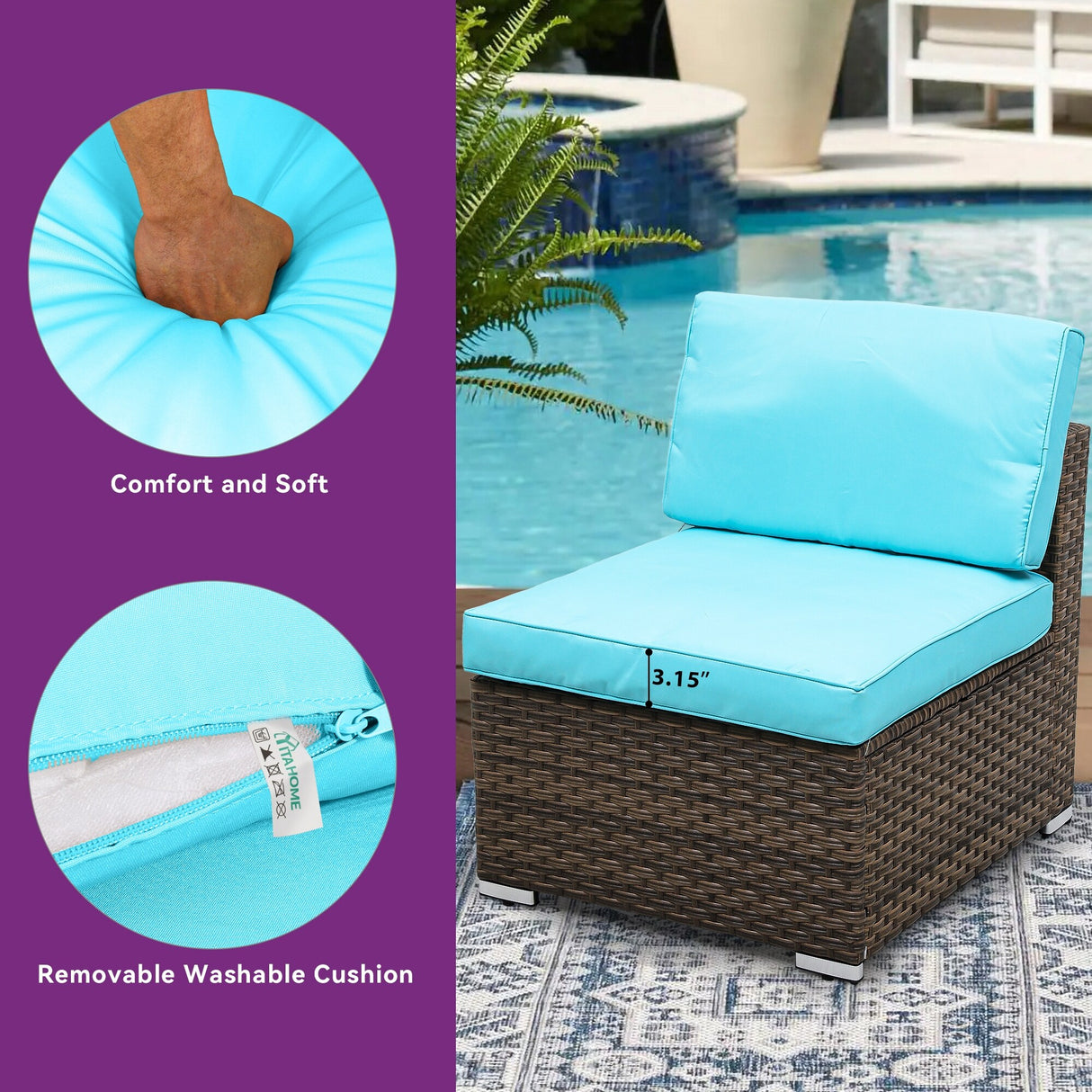 Moasis 6-Piece Patio Wicker Sofa Daybed Furniture Set with Retractable Canopy