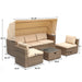Moasis 6-Piece Patio Wicker Sofa Daybed Furniture Set with Retractable Canopy