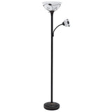 Moasis 71" Traditional Torchiere Floor Lamp with Adjustable Reading Light, Alabaster glass shades - 71"H