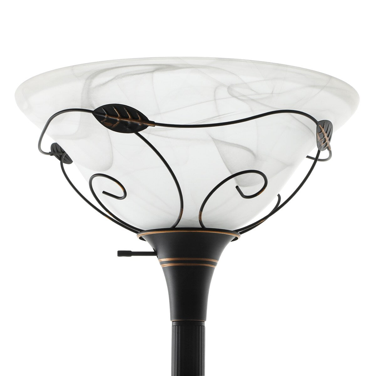 Moasis 71" Traditional Torchiere Floor Lamp with Adjustable Reading Light, Alabaster glass shades - 71"H