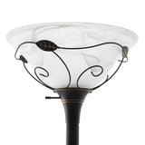 Moasis 71" Traditional Torchiere Floor Lamp with Adjustable Reading Light, Alabaster glass shades - 71"H
