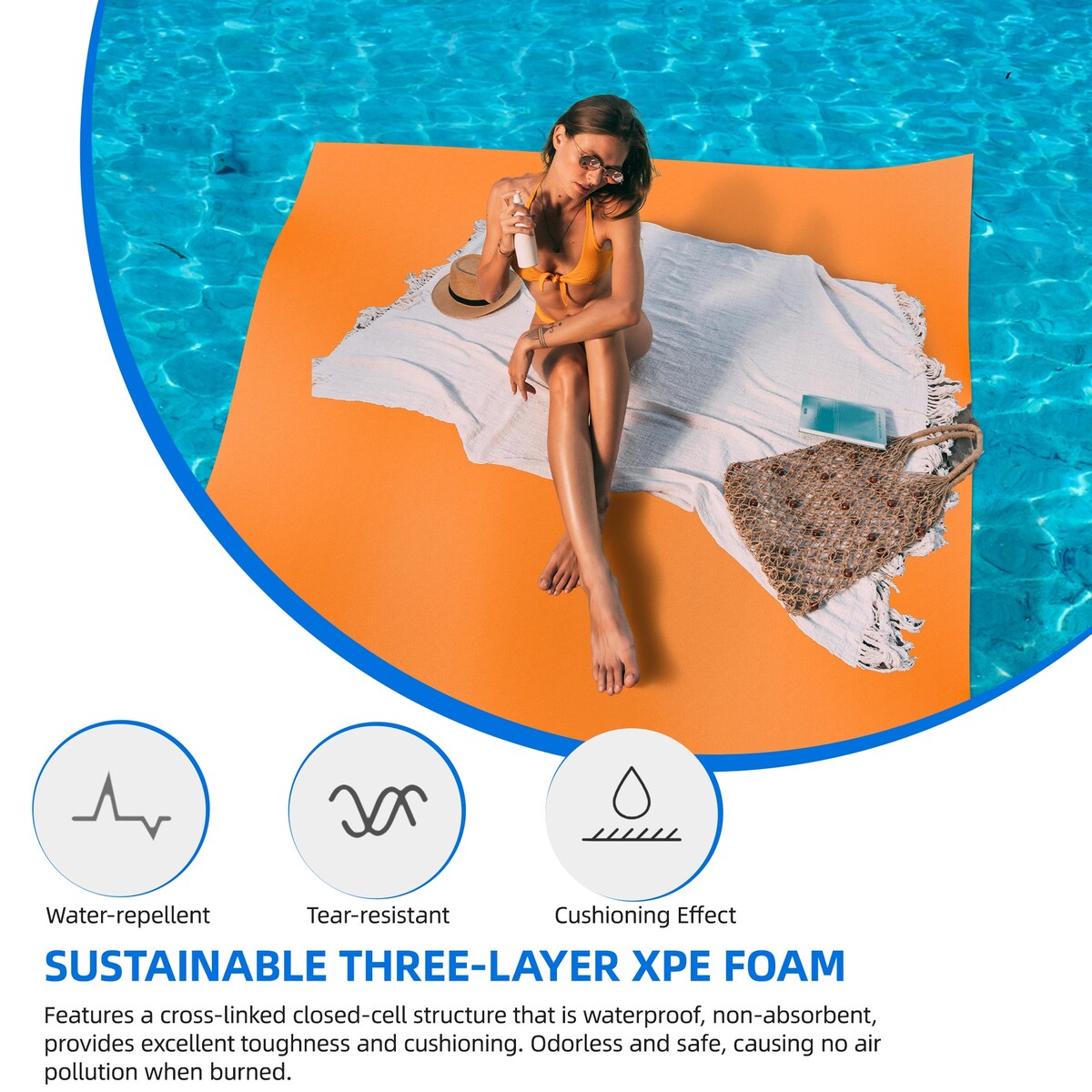 Moasis 9' X 6' Lily Pad Floating Mat Water Mat Inflatable Rafts Lily Pad Pools Beach XPE Floating Island - 12'x6'