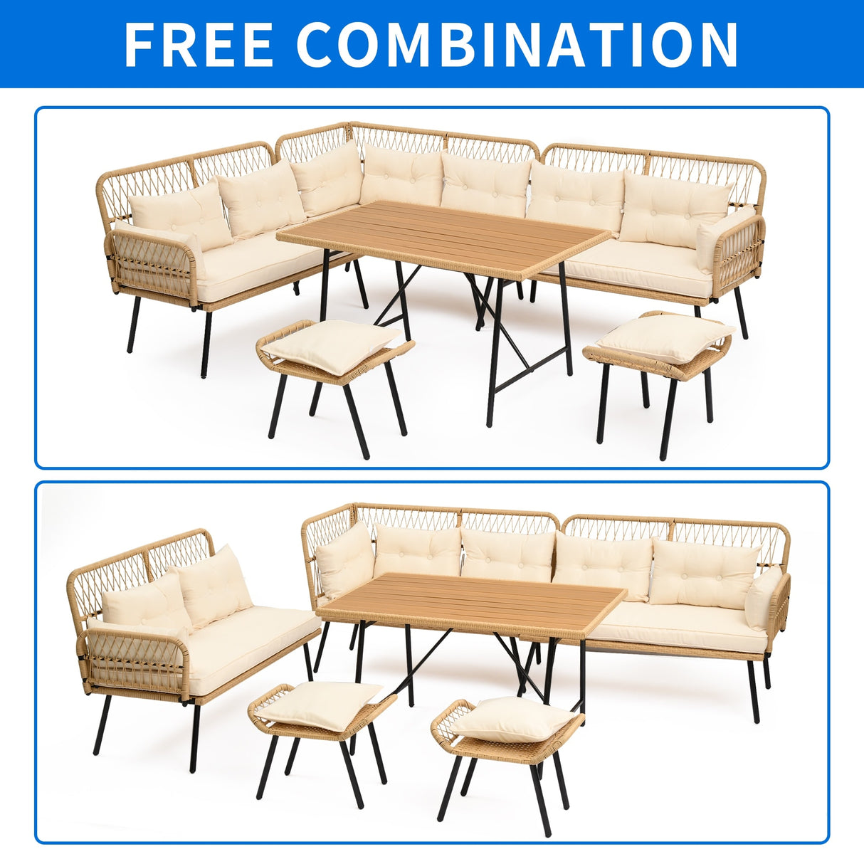Moasis Black 6-Piece Patio Wicker Furniture Conversation Set - 6 PCS