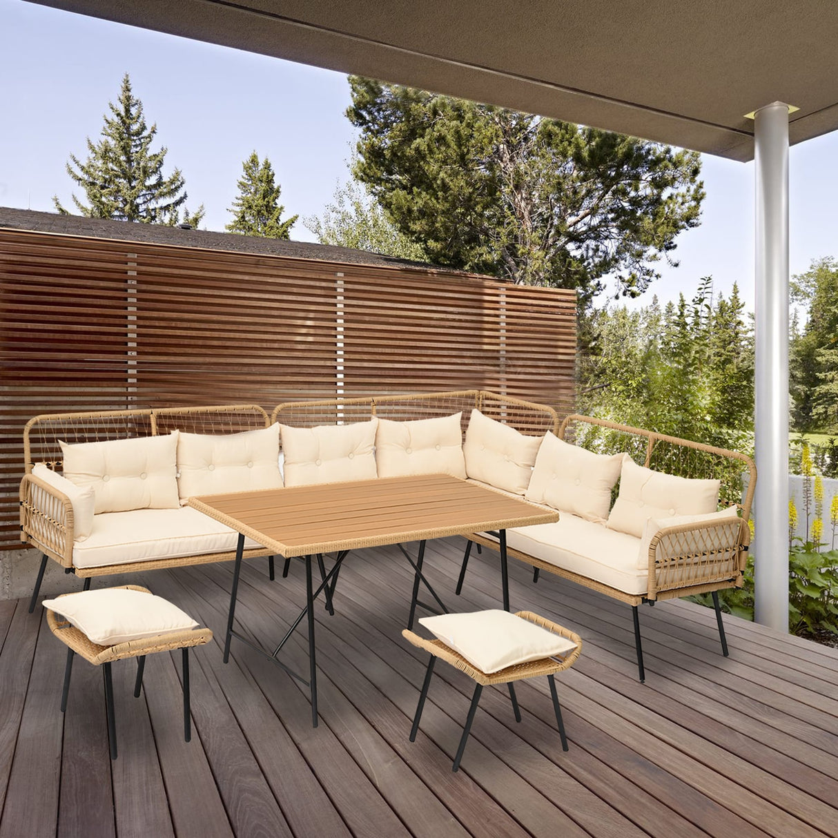 Moasis Black 6-Piece Patio Wicker Furniture Conversation Set - 6 PCS
