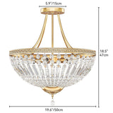 Moasis Crystal Ceiling Light Fixture Stunning 5-Light Flush Mount Chandelier with Metal Frame - 19.6"L x 19.6"W x 18.5"H