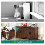 Moasis Farmhouse Four Door Sideboard/Buffet Coffee Bar Cabinet with Storage for Kitchen, Living Room