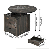 Moasis Farmhouse Round Lift Top Coffee Table with Square Hidden Storage and 2 Drawers for Living Room