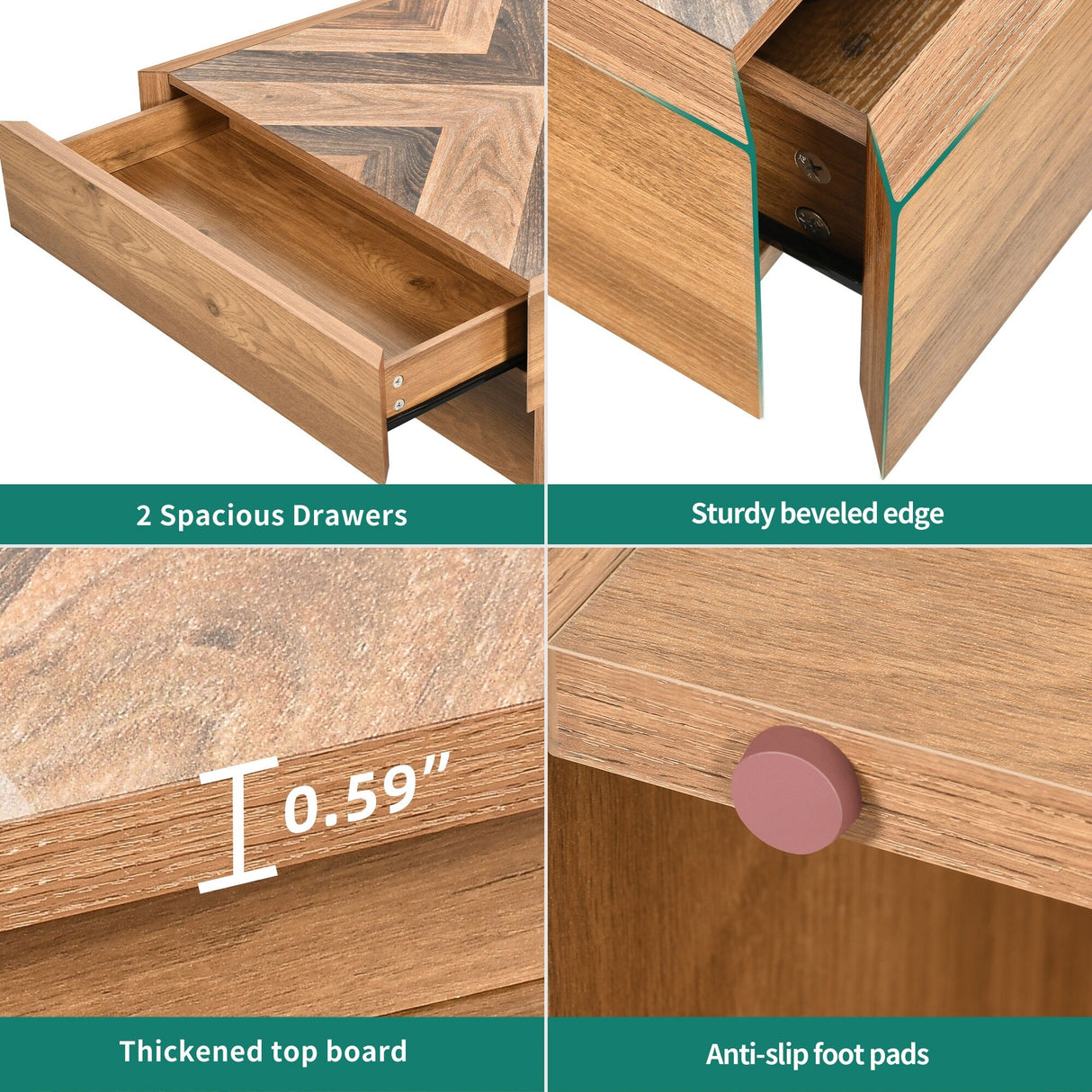 Moasis Farmhouse Square LED Coffee Table Engineered Wood Coffee Table for Living Room