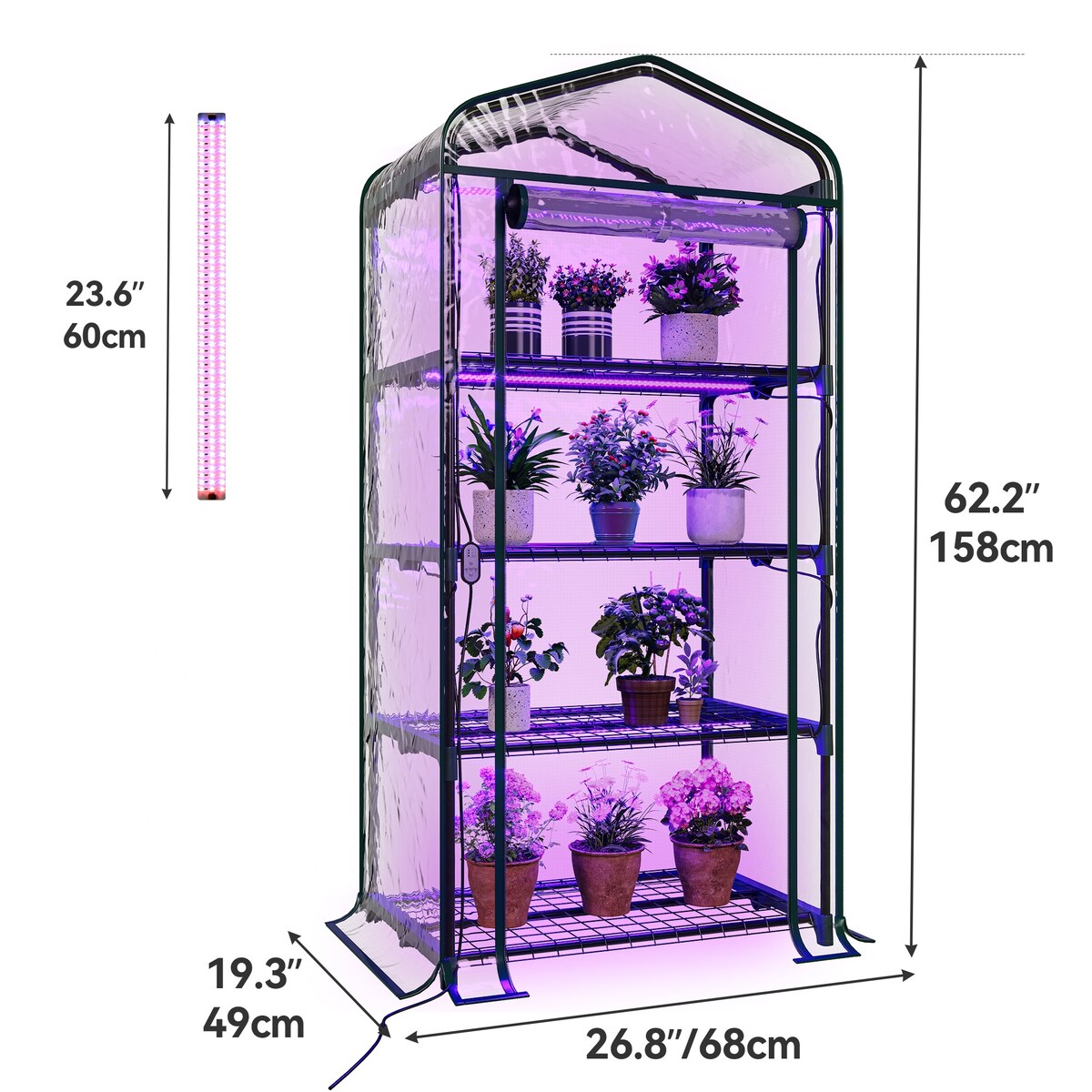 Moasis Growing Rack, Mini Greenhouse with Lights