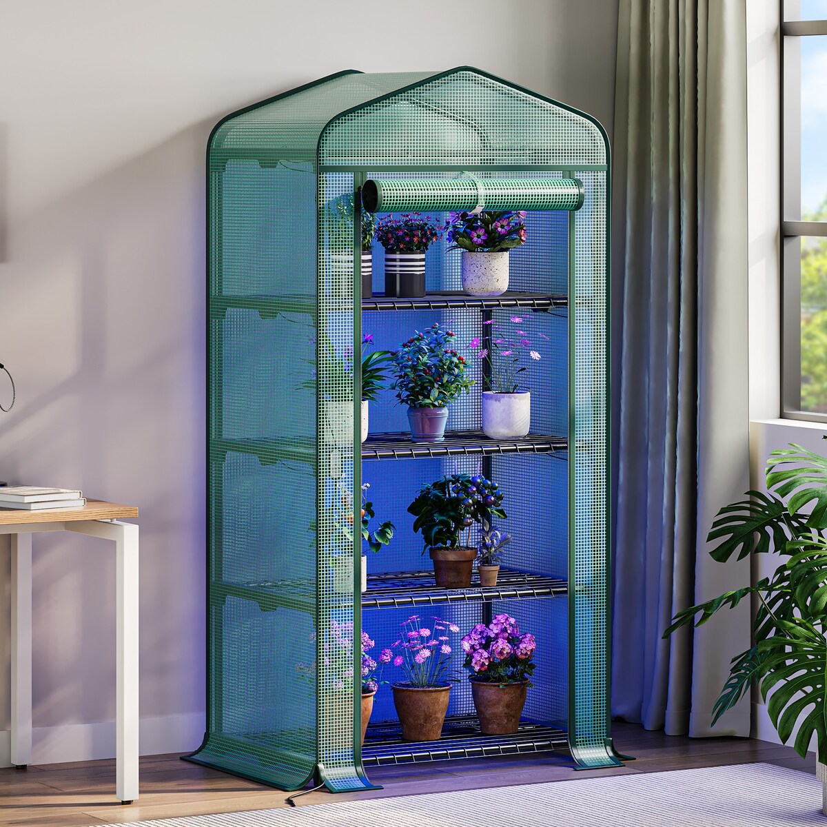 Moasis Growing Rack, Mini Greenhouse with Lights