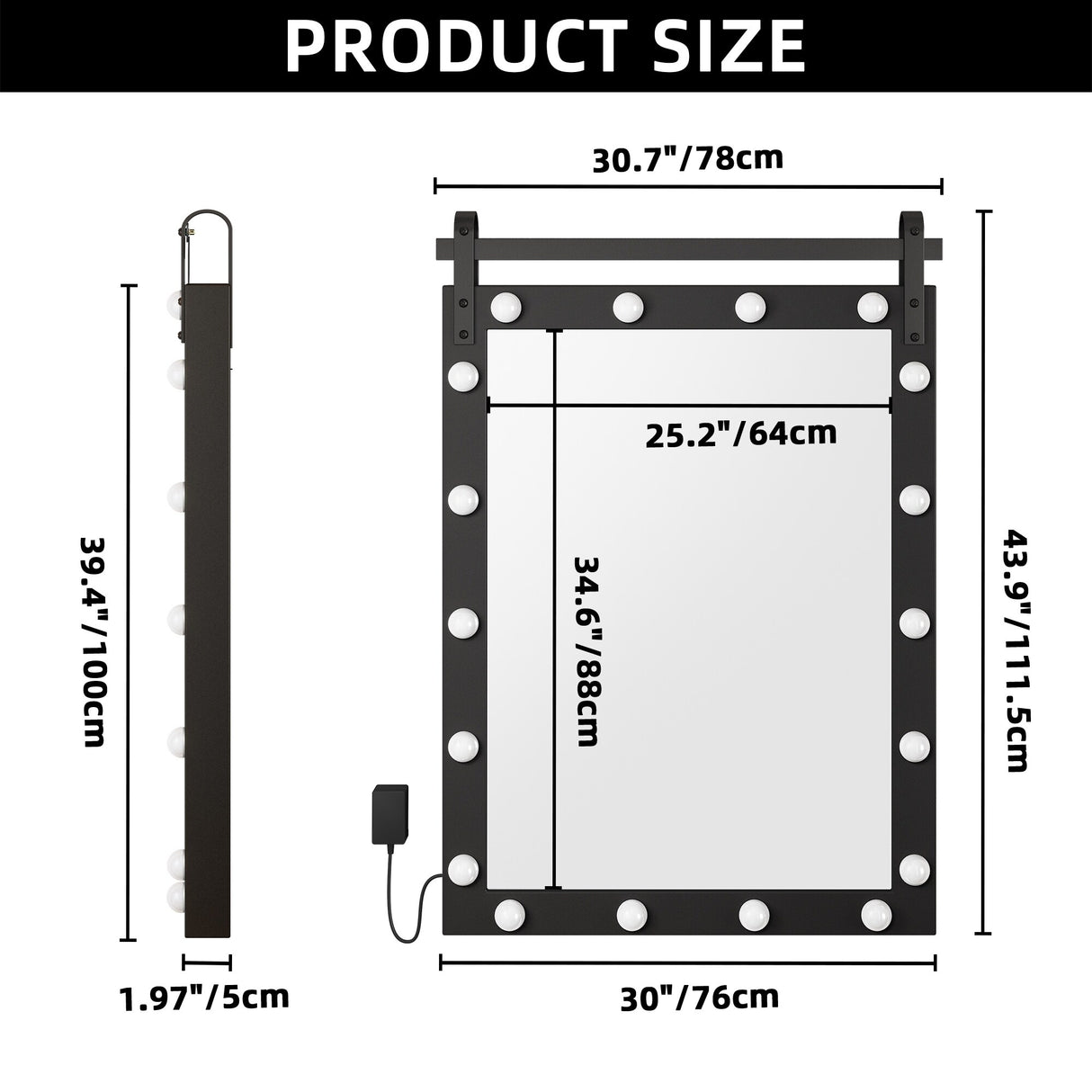 Moasis Hollywood LED Makeup Vanity Mirror with 18 LED Lights and 3-Color Adjustment