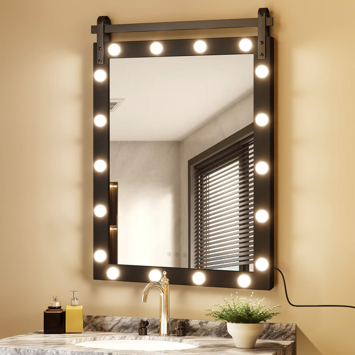 Moasis Hollywood LED Makeup Vanity Mirror with 18 LED Lights and 3-Color Adjustment