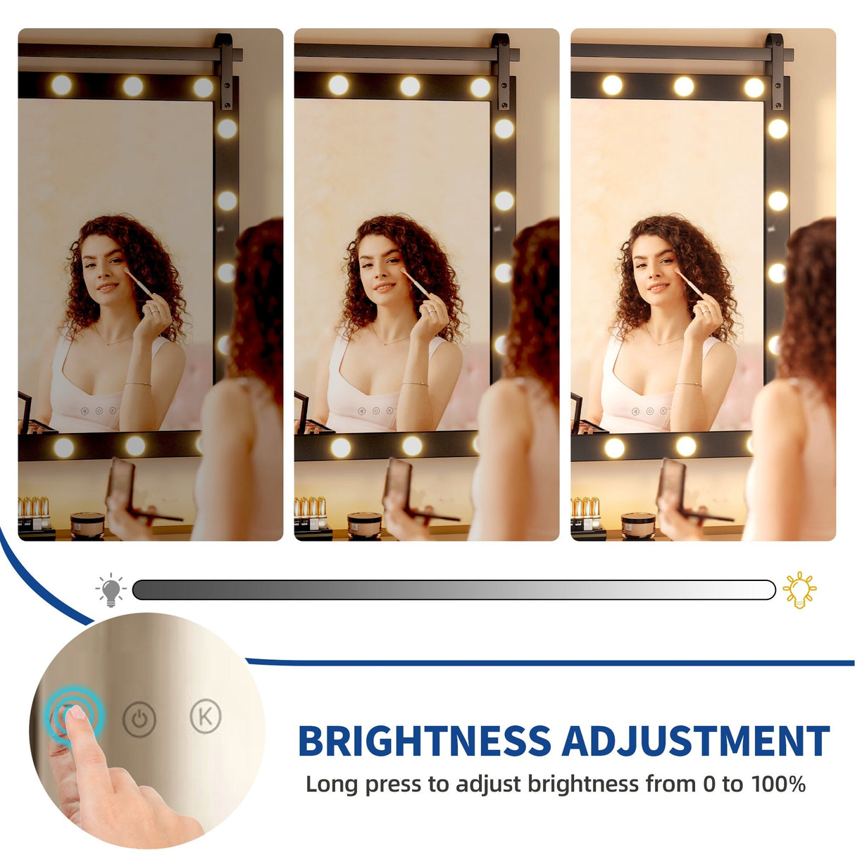 Moasis Hollywood LED Makeup Vanity Mirror with 18 LED Lights and 3-Color Adjustment