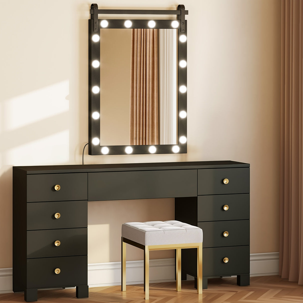 Moasis Hollywood LED Makeup Vanity Mirror with 18 LED Lights and 3-Color Adjustment