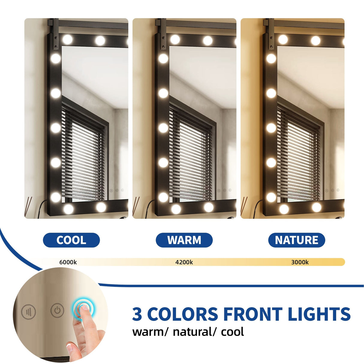 Moasis Hollywood LED Makeup Vanity Mirror with 18 LED Lights and 3-Color Adjustment