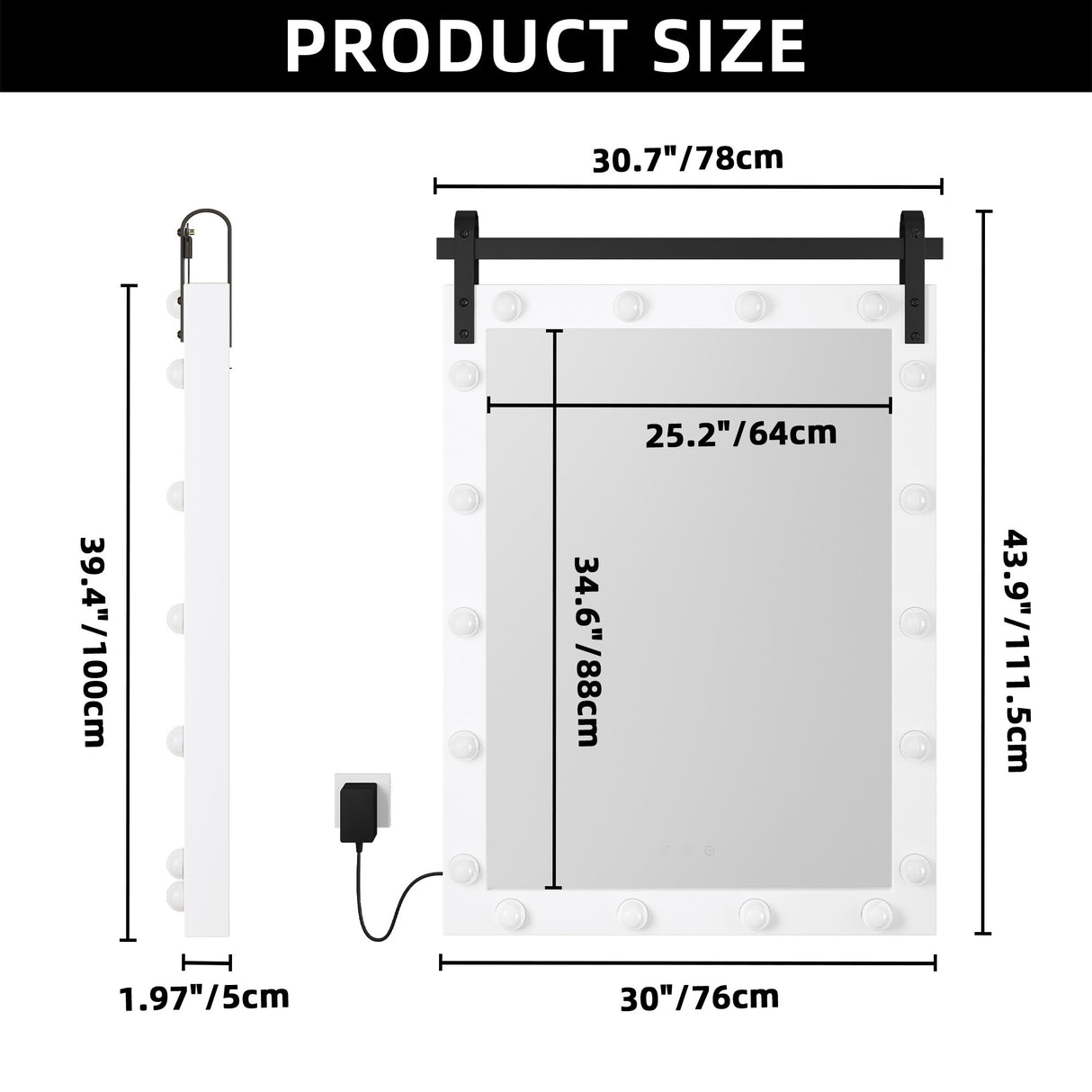 Moasis Hollywood LED Makeup Vanity Mirror with 18 LED Lights and 3-Color Adjustment