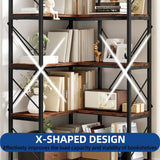 Moasis Industrial 5 Tier Corner Bookshelf Large 65 Inches Bookcase Display Corner Shelf